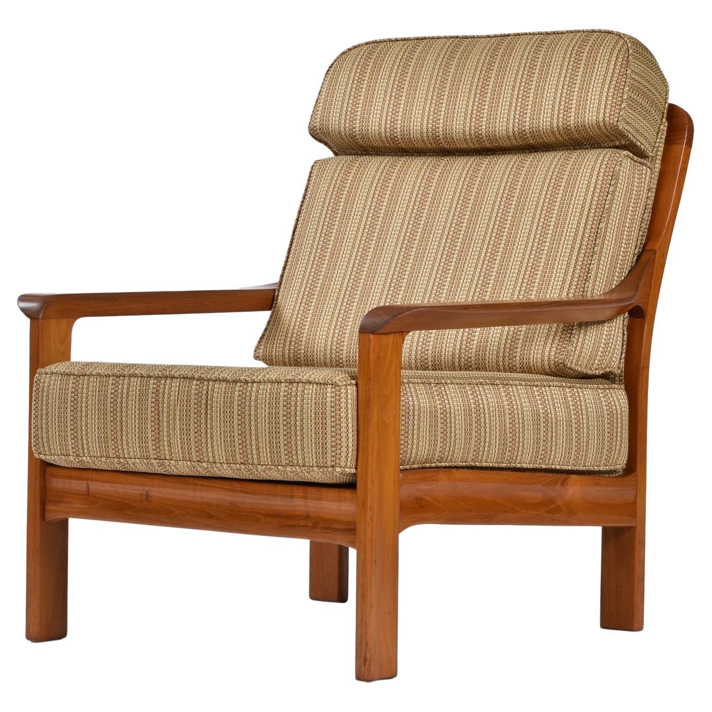 Vintage Solid Teak Danish Modern Style Lounge Chair For Sale
