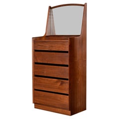 Dillingham Esprit Walnut Highboy Dresser With Built-in Mirror & Jewelry Box