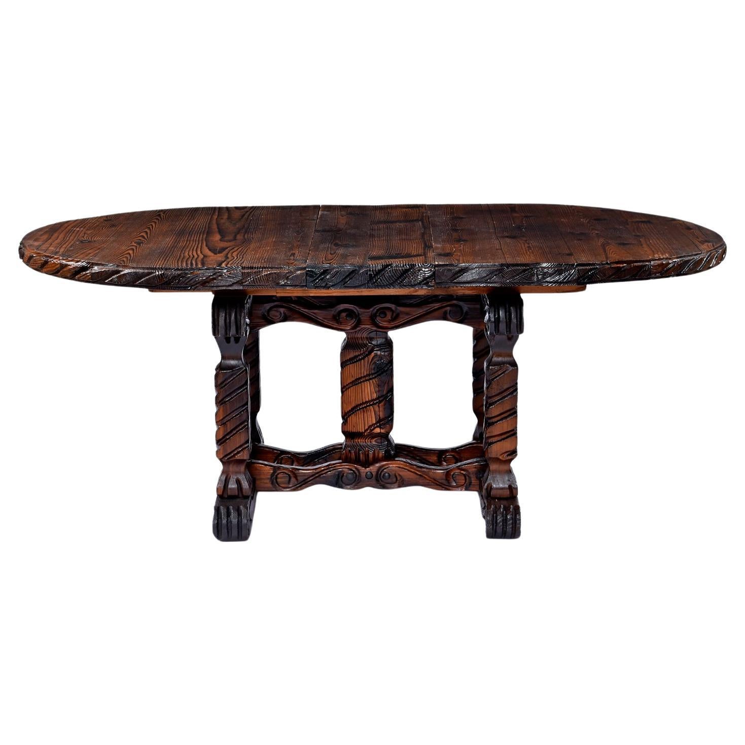 Vintage Tiki Style Witco Dining Table With Leaf by William Westenhaver For Sale