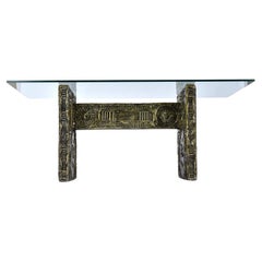 Retro Adrian Pearsall Craft Associates Brutalist Gold Resin & Glass Top Dining Table