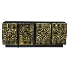 Retro Restored Gold Brutalist Credenza by Adrian Pearsall for Craft Associates