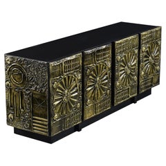 Restored Gold Brutalist Credenza by Adrian Pearsall for Craft Associates