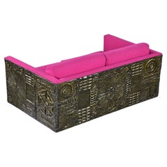 Brutalistisches Loveseat-Sofa mit goldenem Baldachin von Adrian Pearsall für Craft Associates