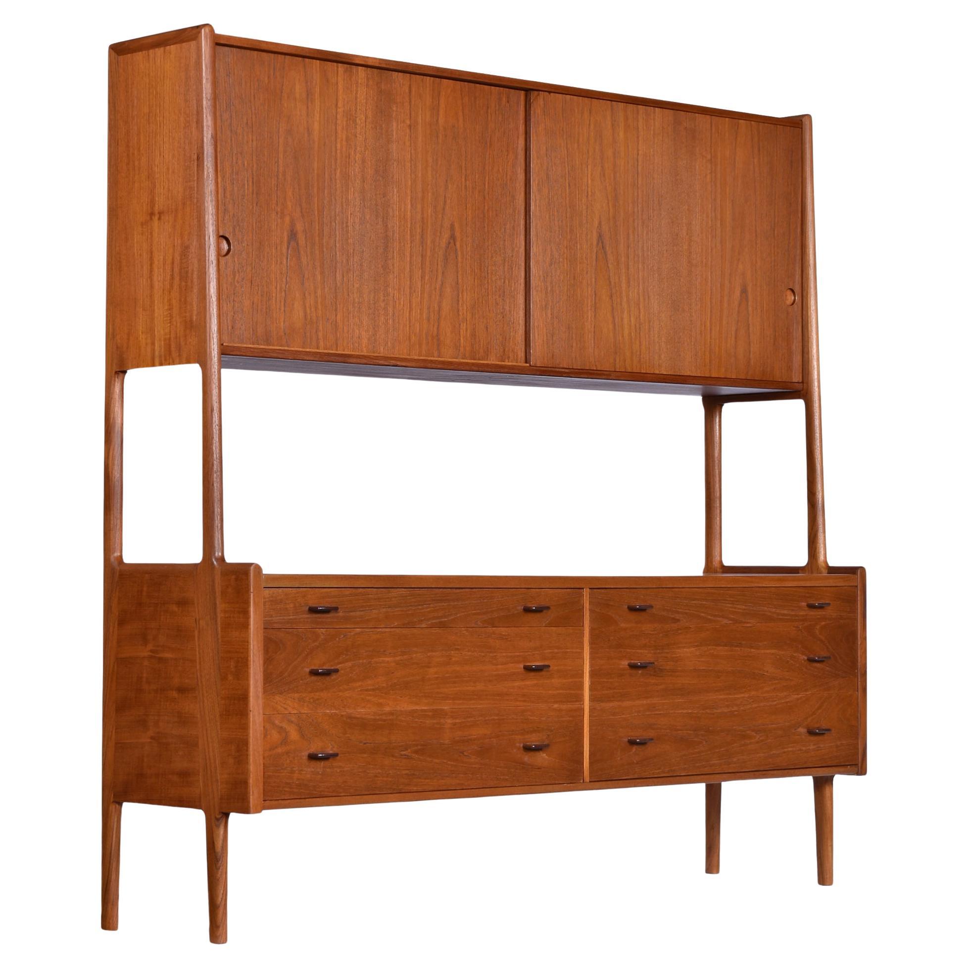 Danish Teak Wall Unit Hutch by Hans J. Wegner for Ry Møbler, 1958 For Sale