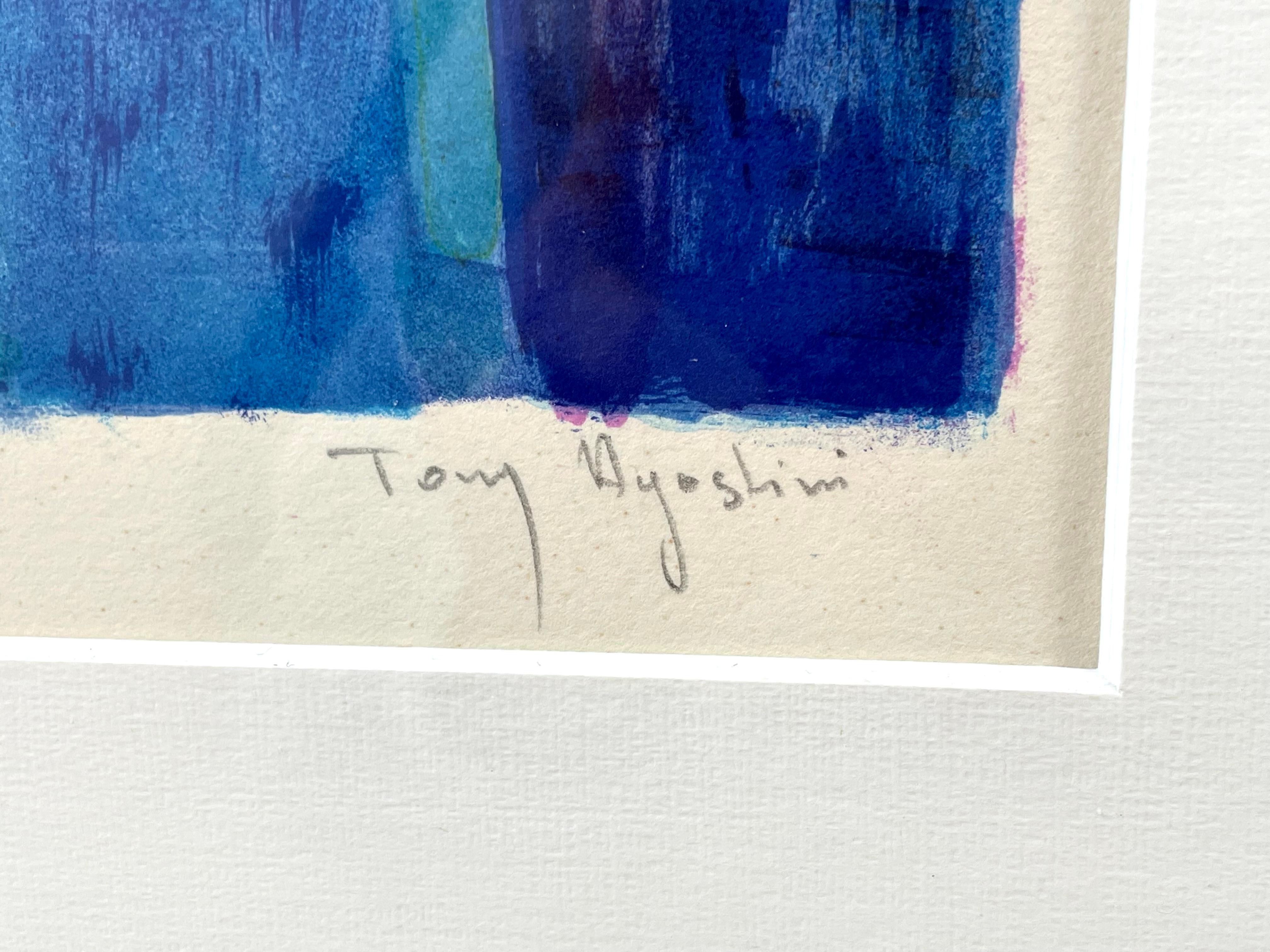 Tony Agostini Pencil Signed Limited Bouquet Au Vase Bleu Lithograph Custom Frame For Sale 4