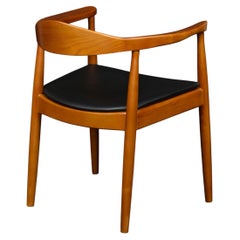 Chaise ronde vintage en chêne, dans le style de Hans Wegner