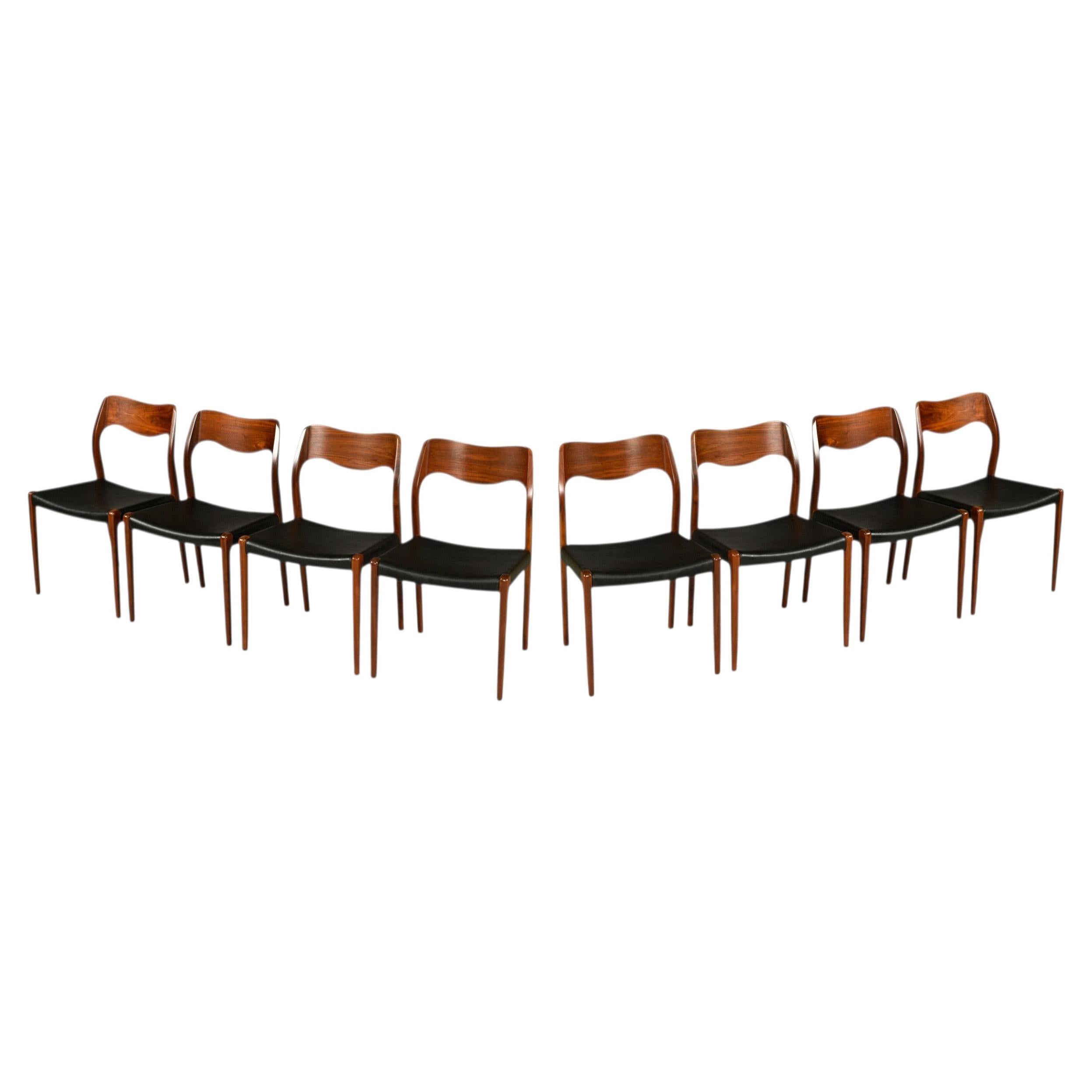 Set of Eight Model 71 Dining Chairs by Niels Otto Møller, Teak, 1960s For Sale