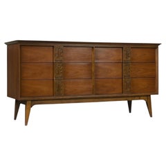 Leo Jiranek for Bassett “Aztec” Long Dresser in Mayan Walnut Finish, 1960s