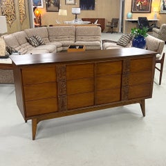 Leo Jiranek for Bassett “Aztec” Long Dresser in Mayan Walnut Finish, 1960s