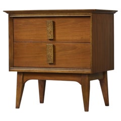 Leo Jiranek for Bassett “Aztec” Nightstand in Mayan Walnut Finish, 1960s