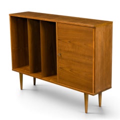 Poul Hundevad Danish Teak Record Cabinet and Bookcase, Redone on Tapered Legs