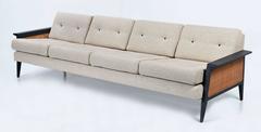 Mid-Century Modern Sofa with Caning