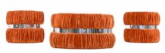 Faux Fur Orange and Chrome Mirrored Glass Coffee and End Tables Set, 1970s