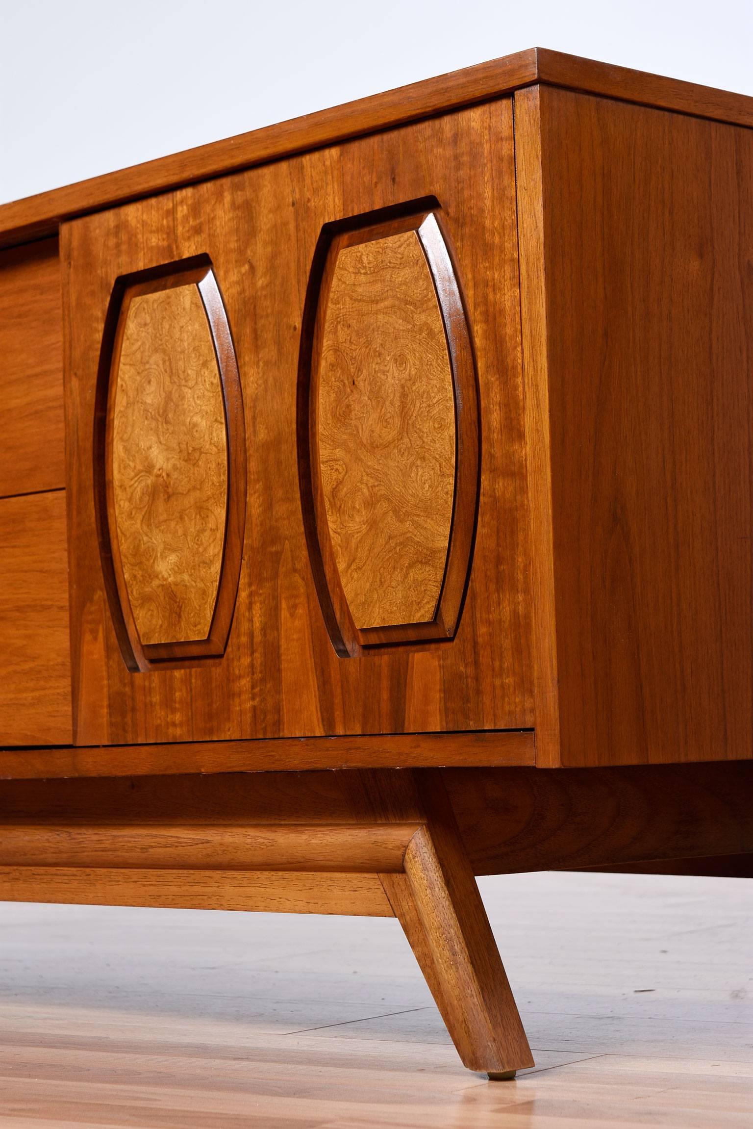 20th Century Mid-Century Modern Low Profile Walnut Dresser