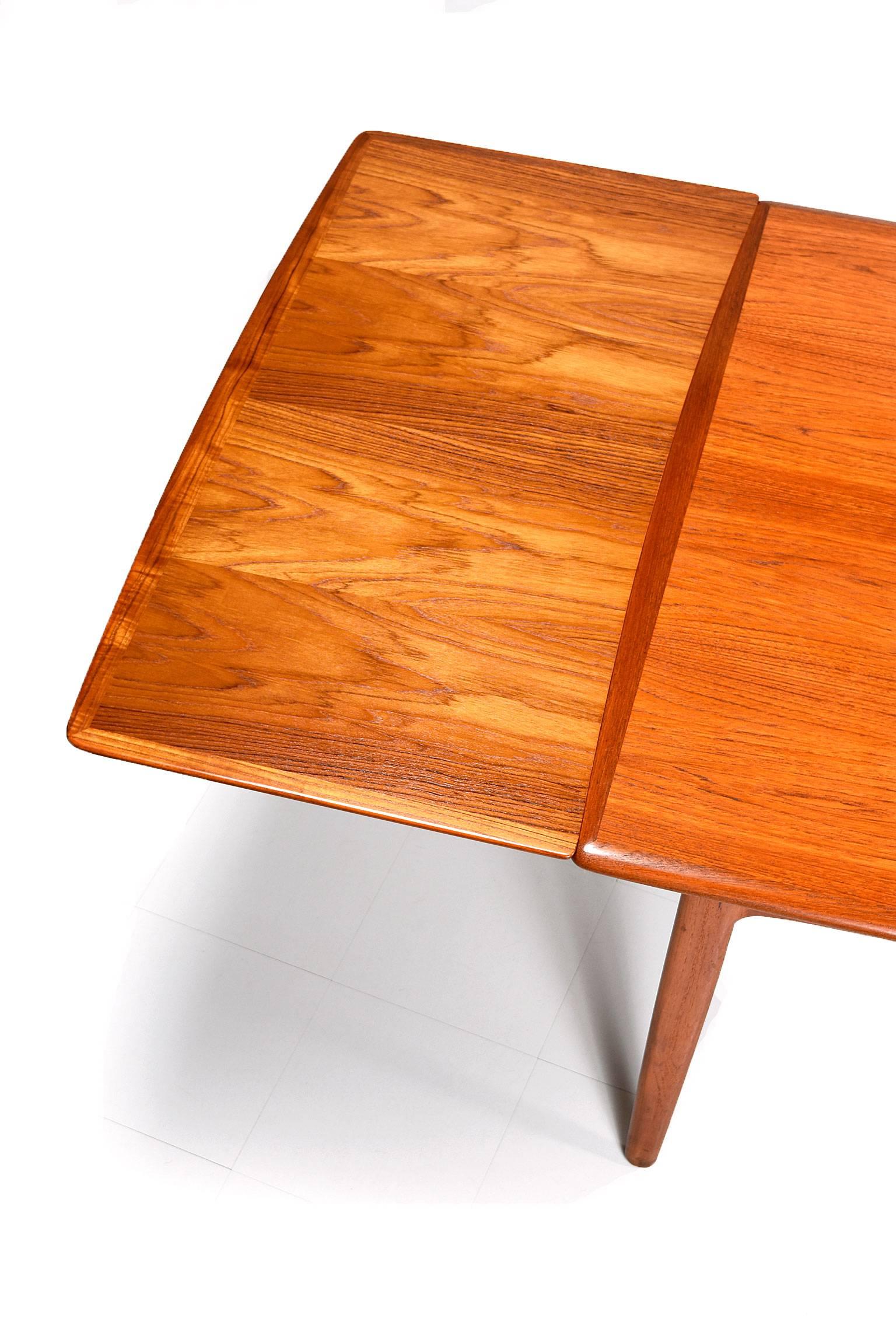 Mid-Century Modern Arne Vodder Teak Extendable Draw Leaf Dining Table, 1950s