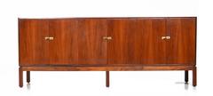 Foster-McDavid Style Walnut Credenza with Brass Latches, 1960s