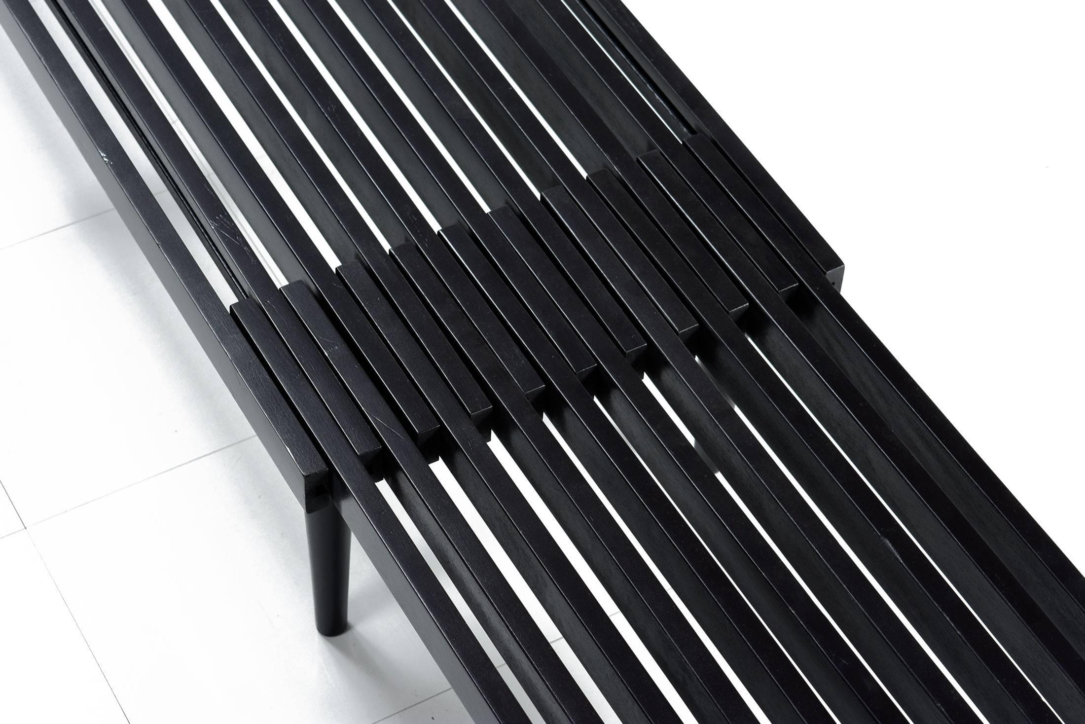 black slatted bench