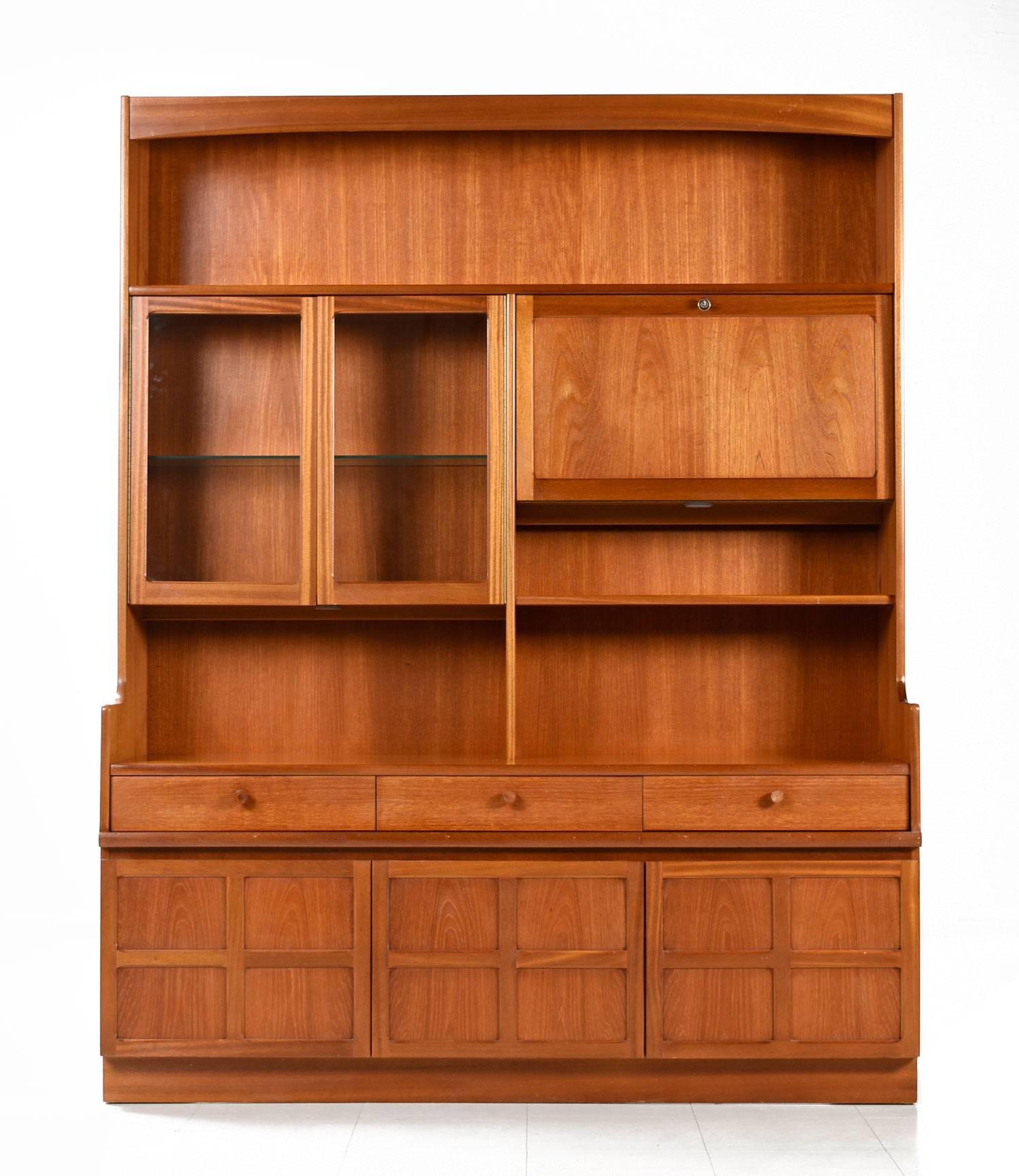 Rare teak hutch by Nathan, made in Great Britain. We don't often see teak furniture from the U.K., items like this are a special treat. This is one of finest teak hutches we've had the pleasure to present. The craftsmanship is exquisite and the