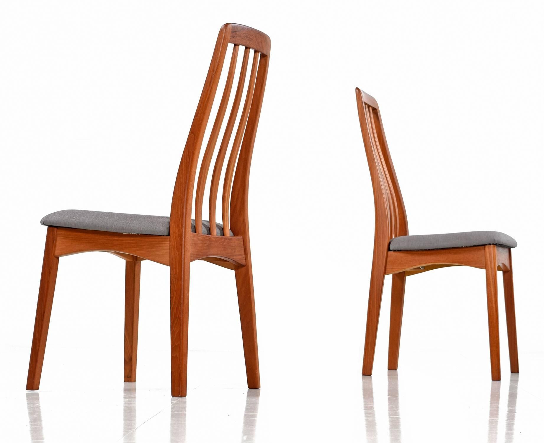 Scandinavian Modern Benny Linden Solid Teak Dining Chairs Set of Six, circa 1980s