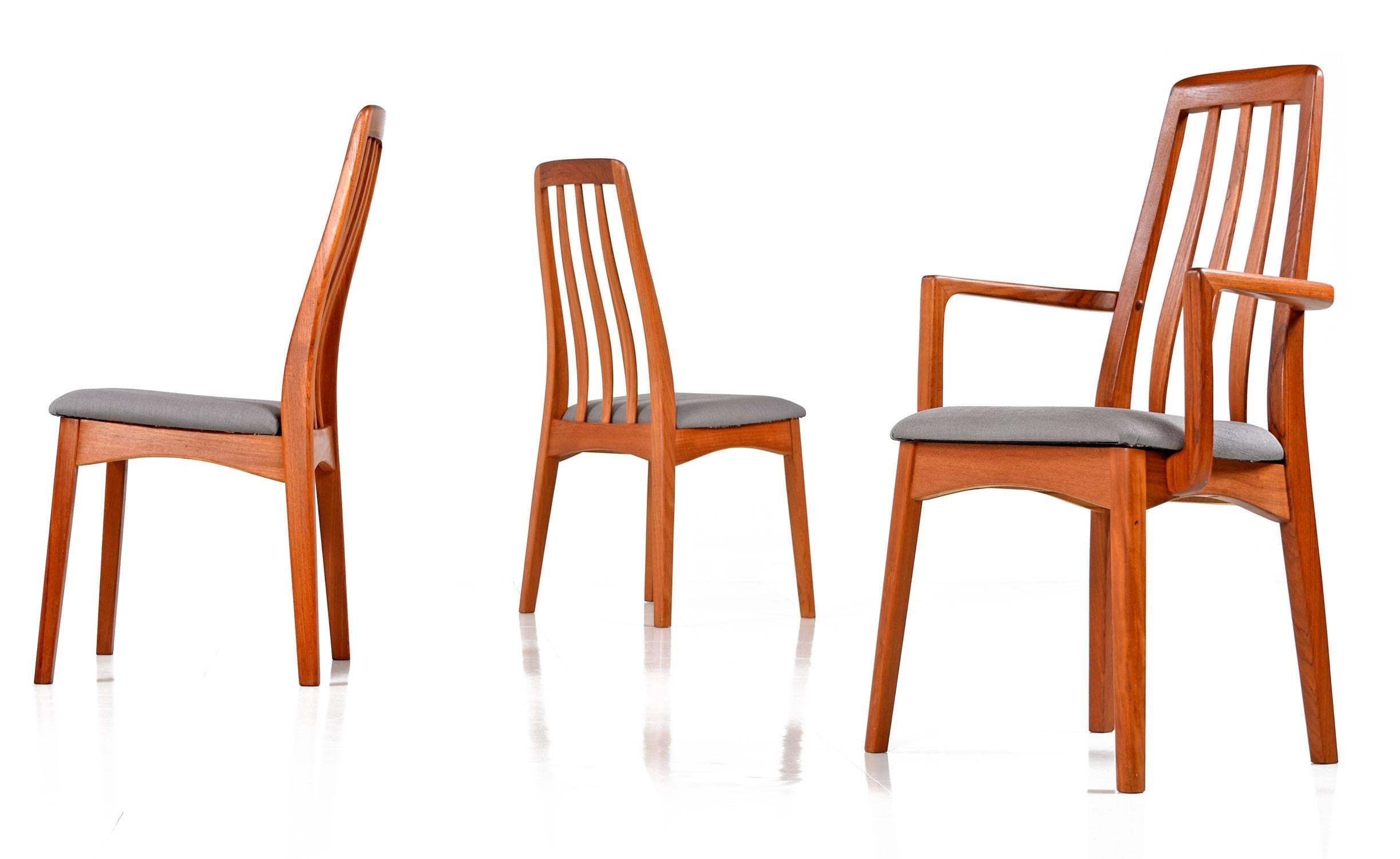 Benny Linden Solid Teak Dining Chairs Set of Six, circa 1980s In Excellent Condition In Chattanooga, TN