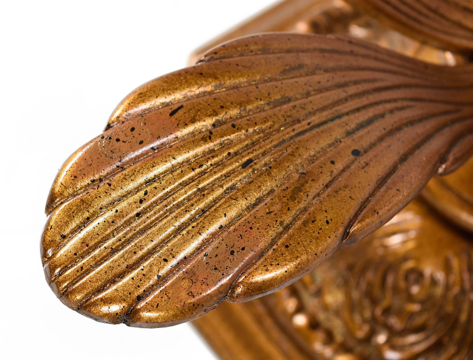 Mid-20th Century Hollywood Regency Gilt Metal Blossoming Flower Petal Glass Top Coffee Table