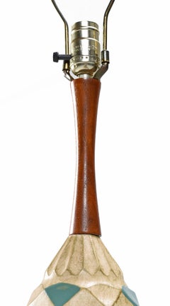 Retro Jo-Wallis Tischlampen aus Keramik und Nussbaumholz