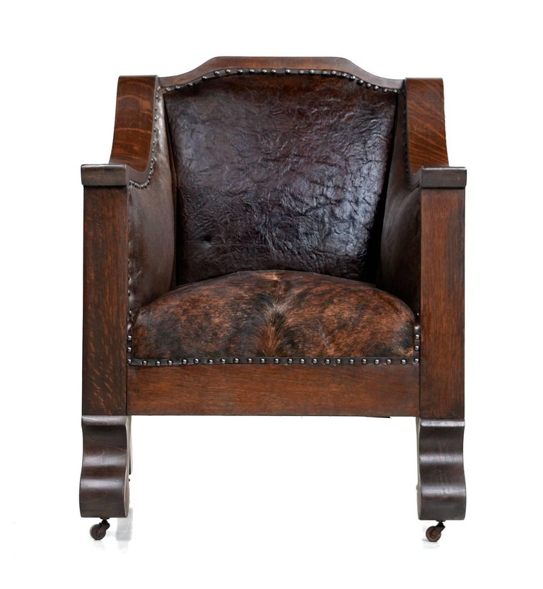 Early 1800s Handmade Empire Style Leather Thrown Chair ReInvented in