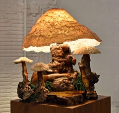 1960's Cypress Wood Coral Mushroom Lamp
