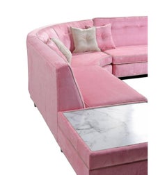 Hollywood Regency Rosa Microsuede Sektional Sofa Couch & Couchtisch Set