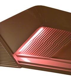 1980s Postmodern Art Deco Revival Lighted Headboard with Magenta Illumination