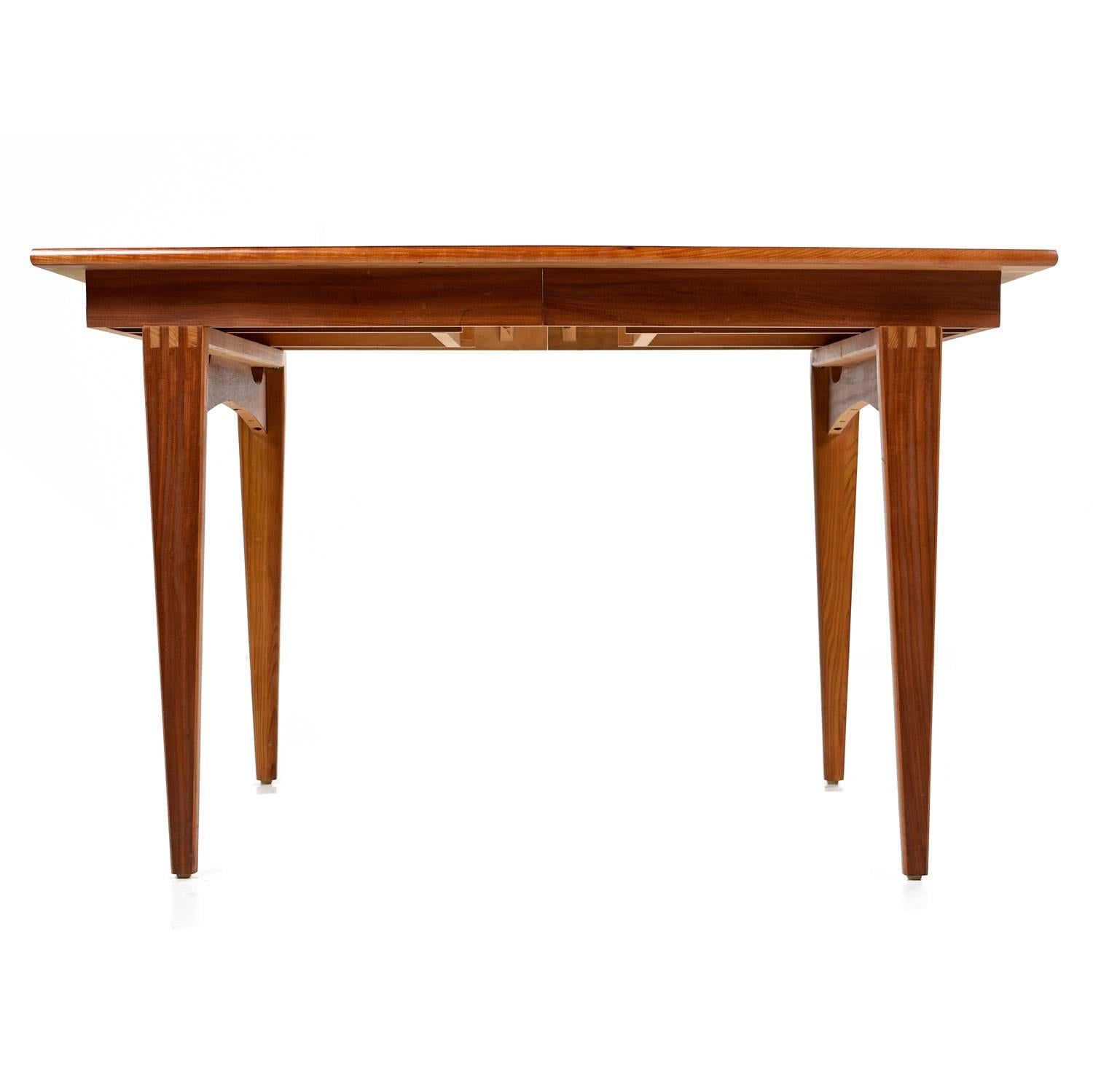 Danish Modern Style Removable Leaf Walnut Dining Table, Circa 1950's In Excellent Condition In Chattanooga, TN