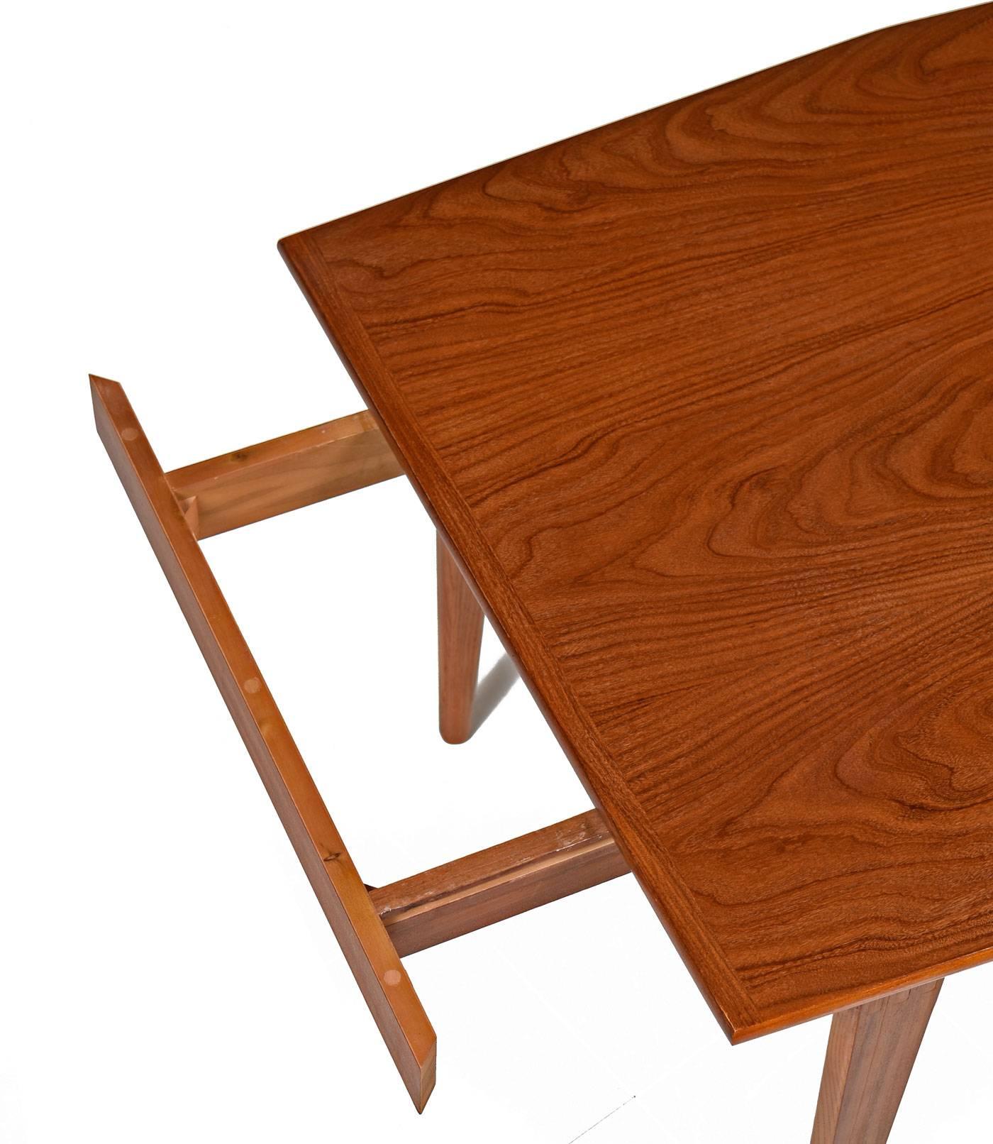 American Danish Modern Style Removable Leaf Walnut Dining Table, Circa 1950's