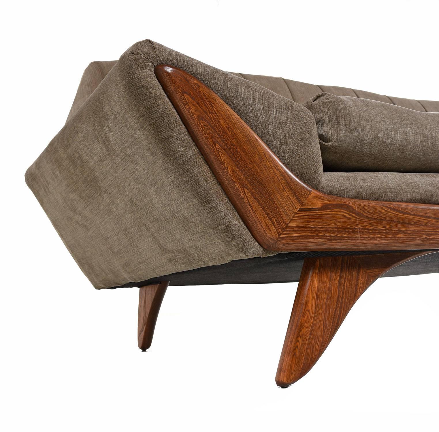 American Restored Midcentury Adrian Pearsall Oak Accent Gondola Sofa Couch, circa 1960s