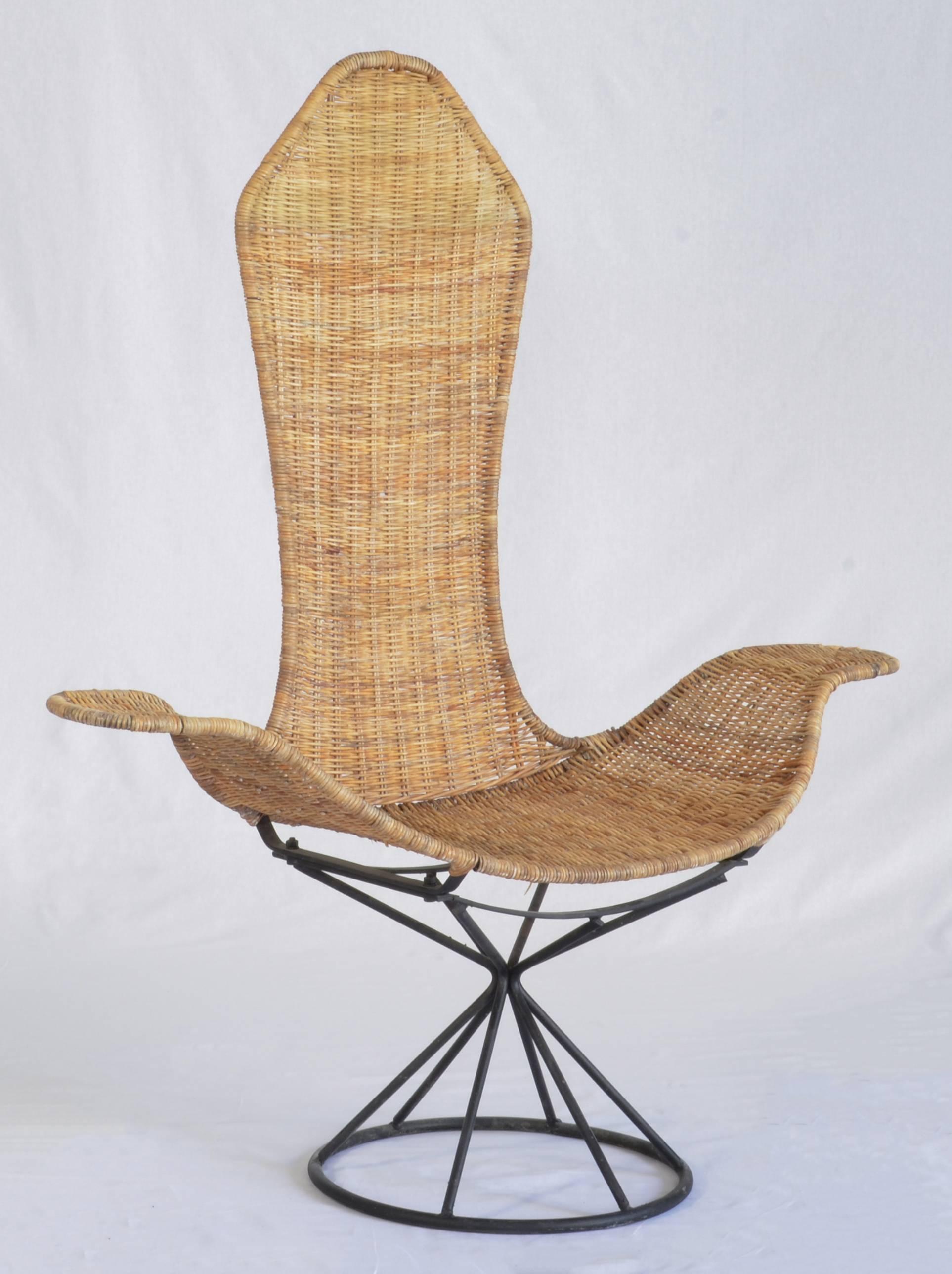 Mid-Century Modern 1960s Wicker Wave Chair