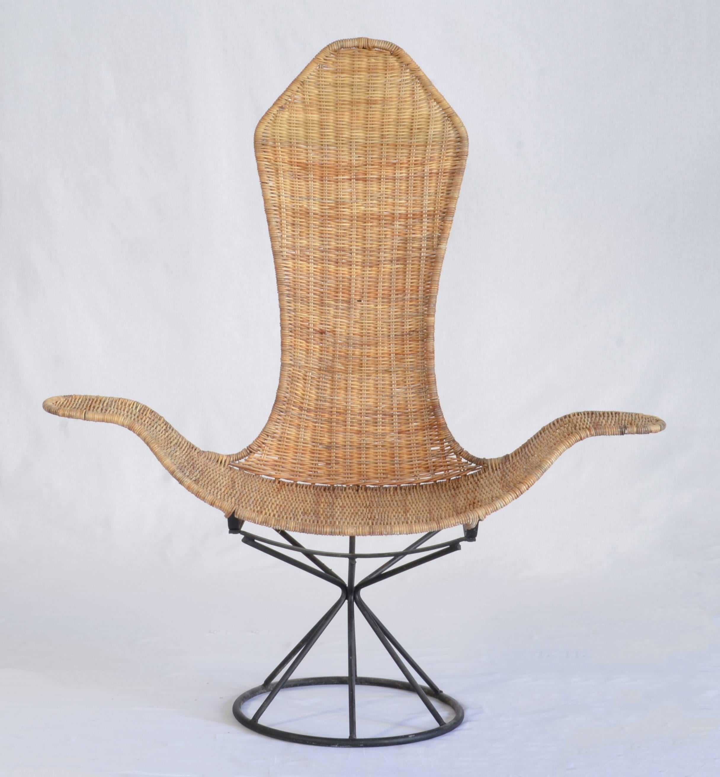 North American 1960s Wicker Wave Chair