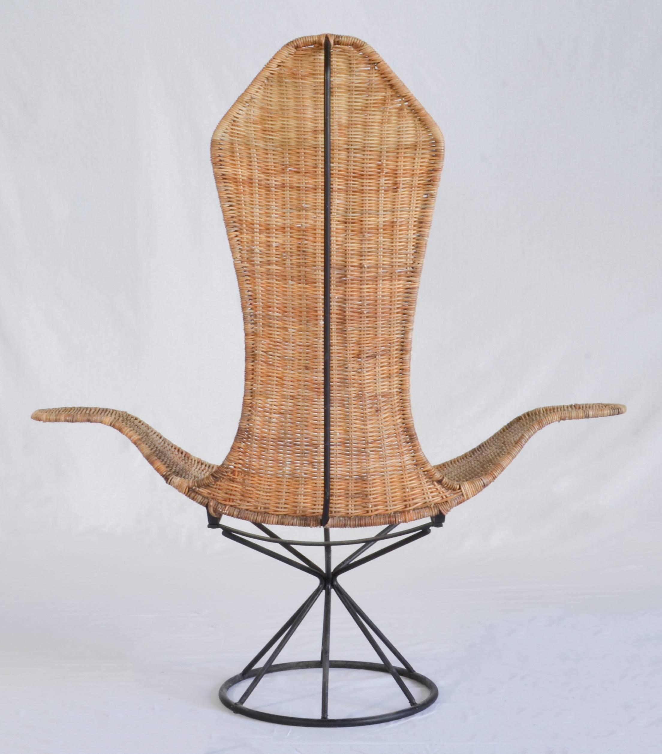 1960s Wicker Wave Chair In Good Condition In Los Angeles, CA