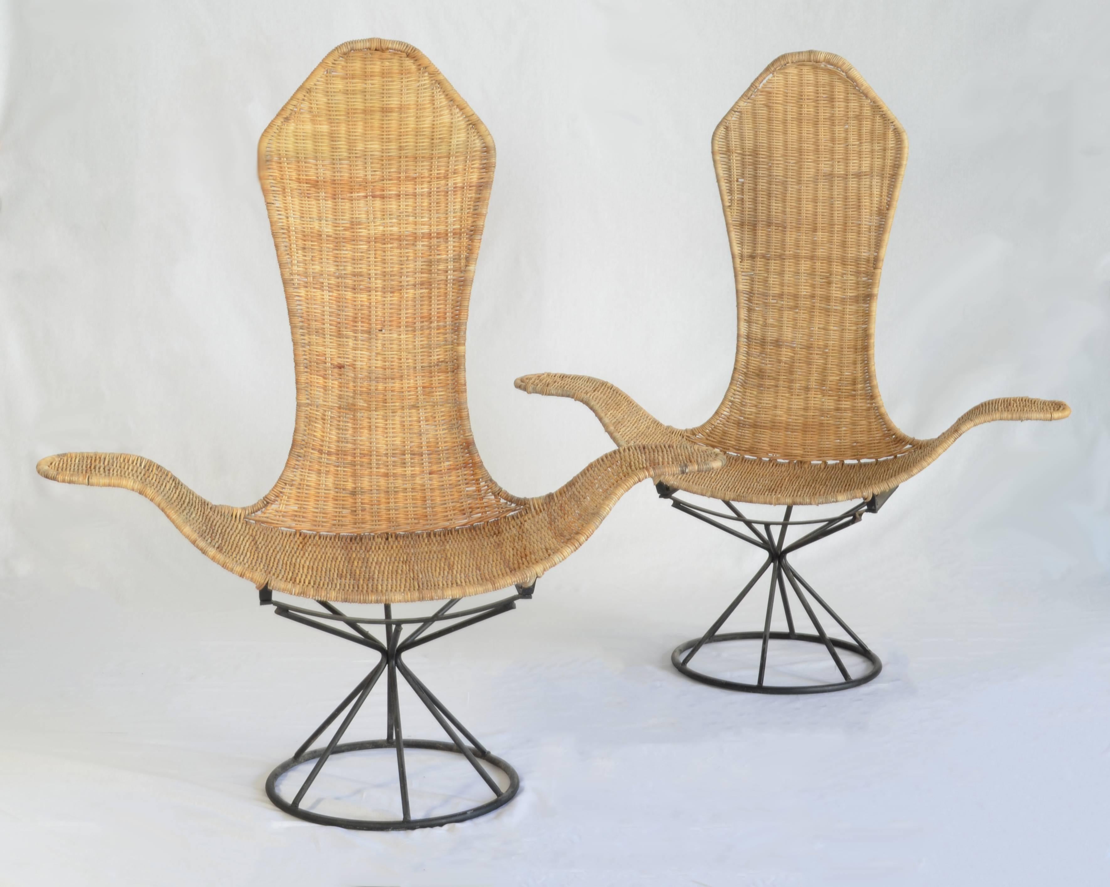 Mid-20th Century 1960s Wicker Wave Chair