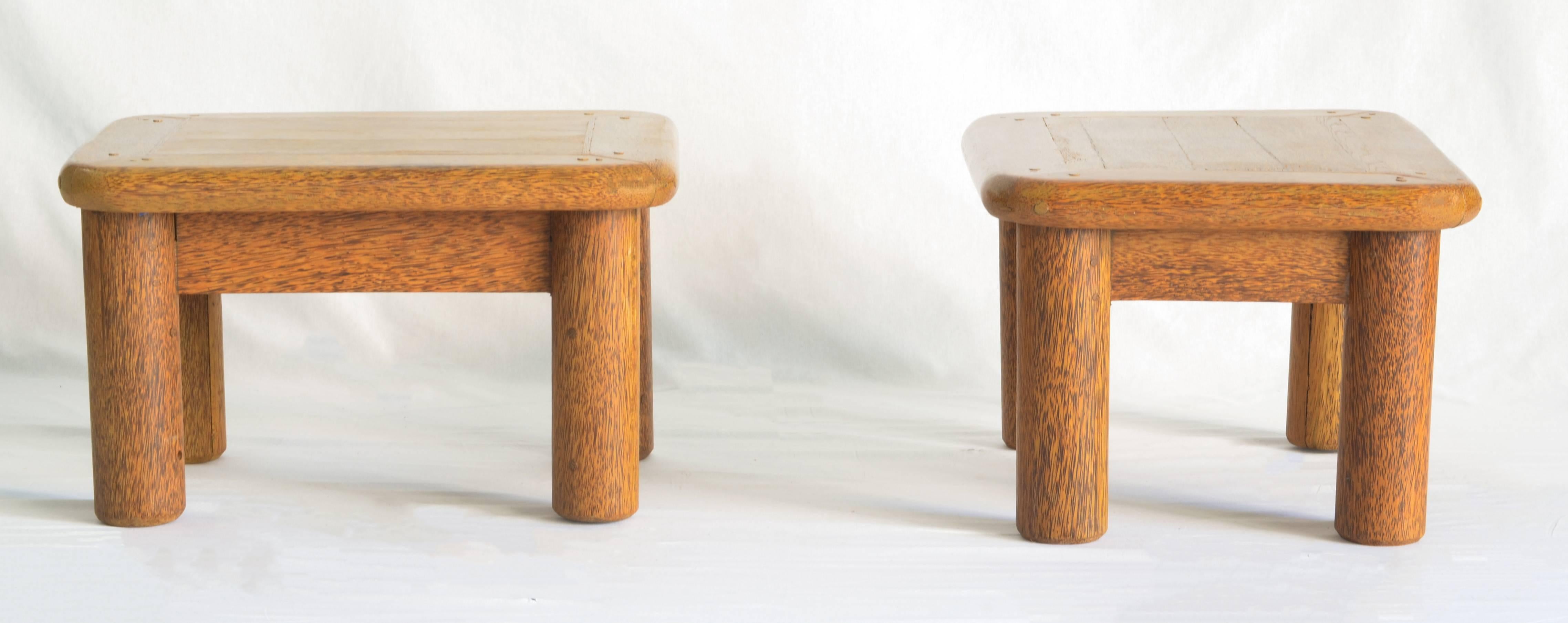 Palmwood Pair of Palm Wood Petite Tables by Jacques Grange for Yves Saint Laurent