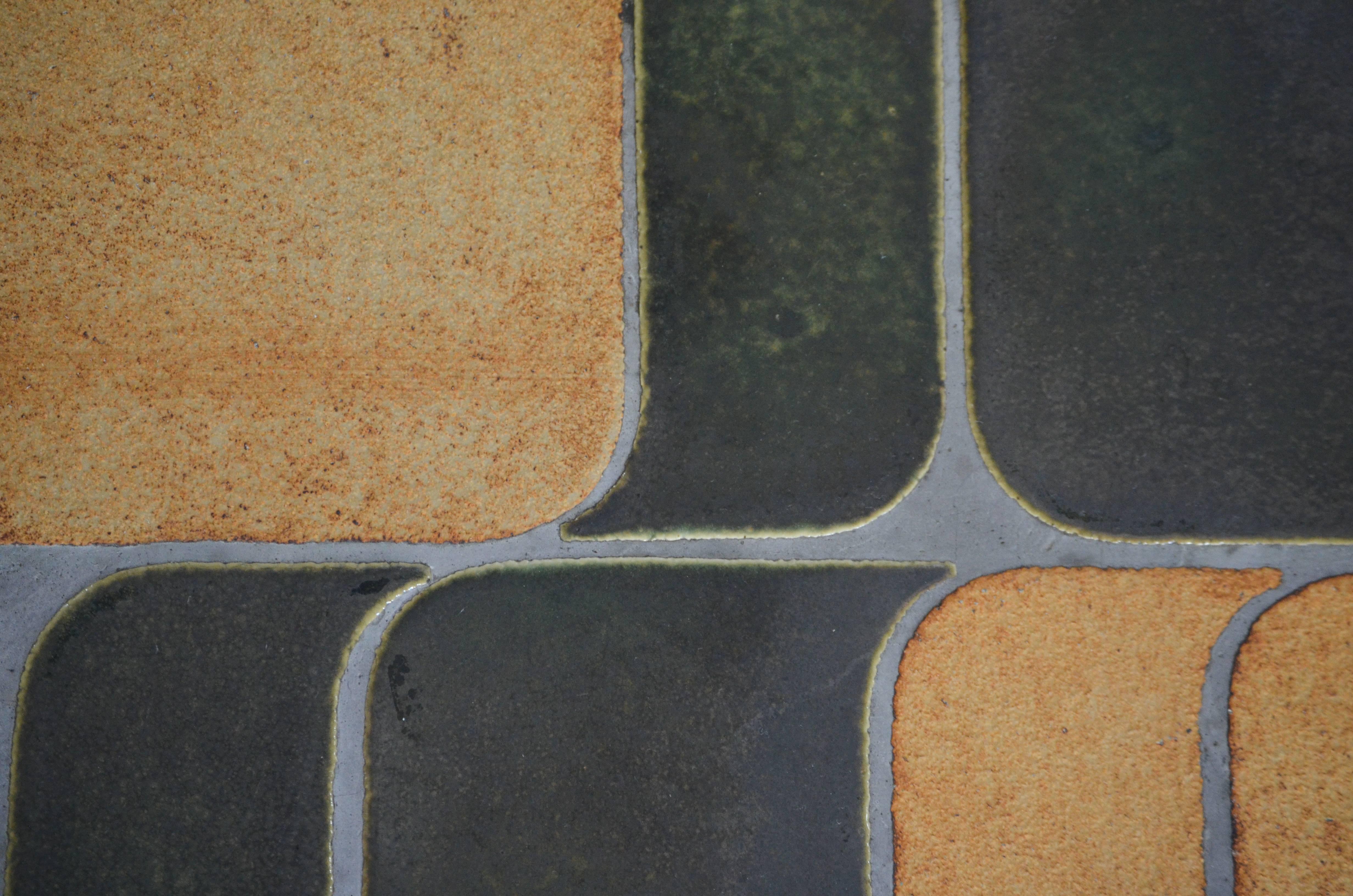 Mid-20th Century Low Capron Table with Green and Beige Tile