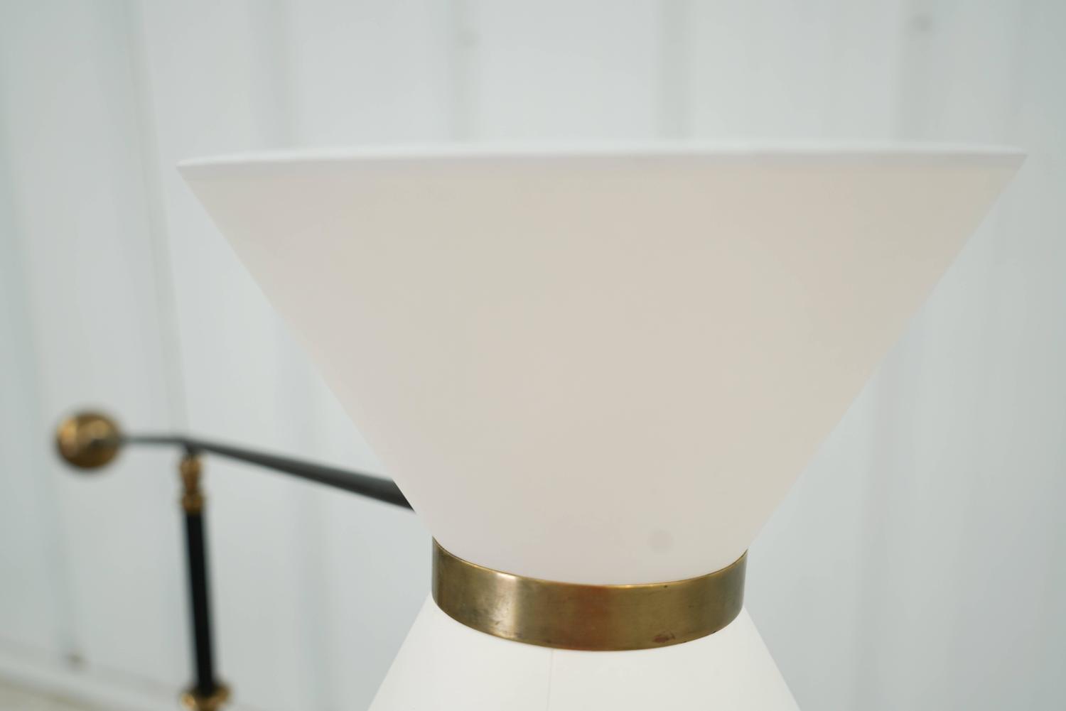 Iron Counterweight Floor Lamp with Brass Base and Weight For Sale at