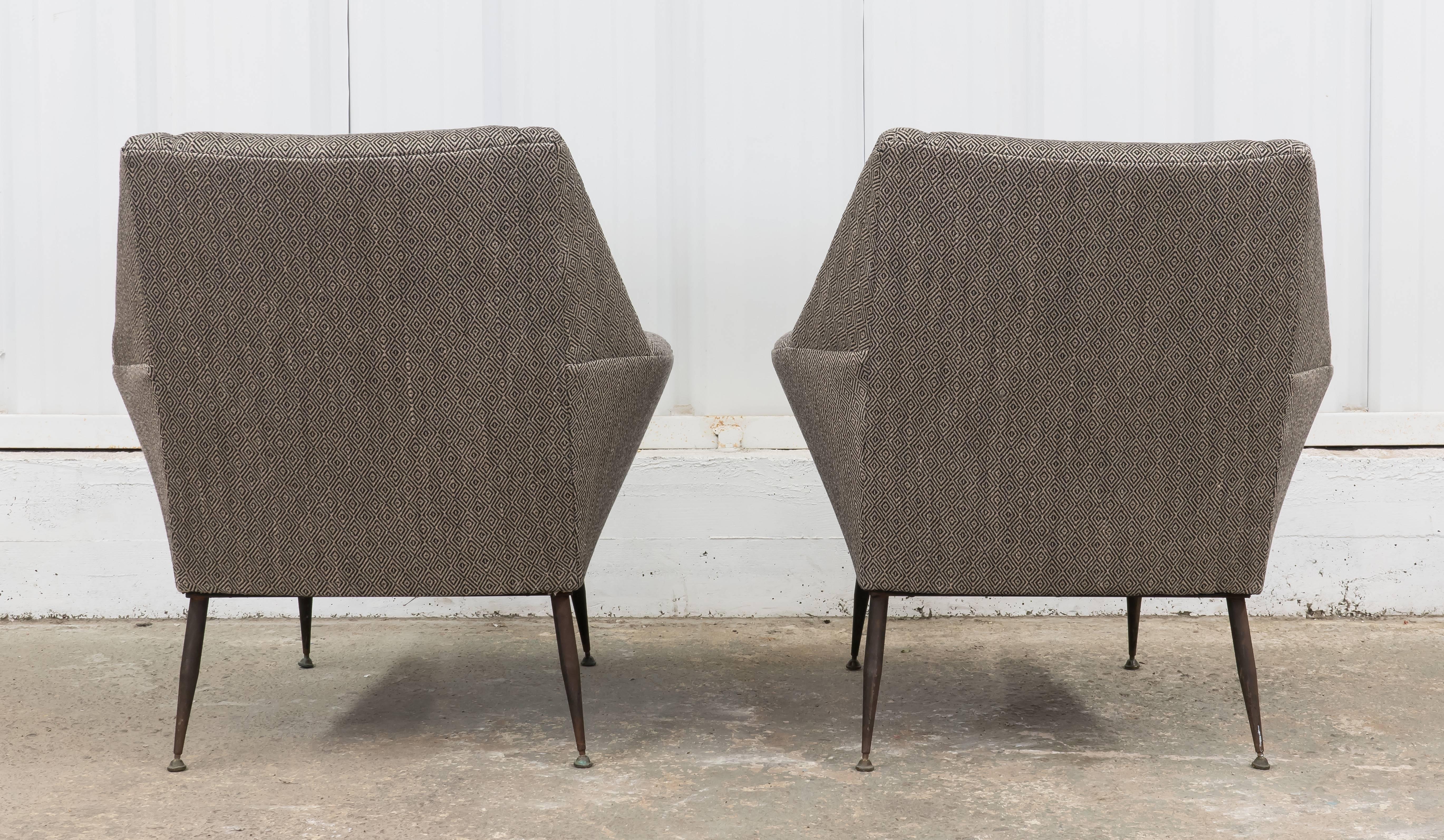 Woven Vintage Italian Armchairs with Metal Legs
