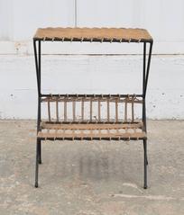 1960s Franch Tiered Wicker Side Table