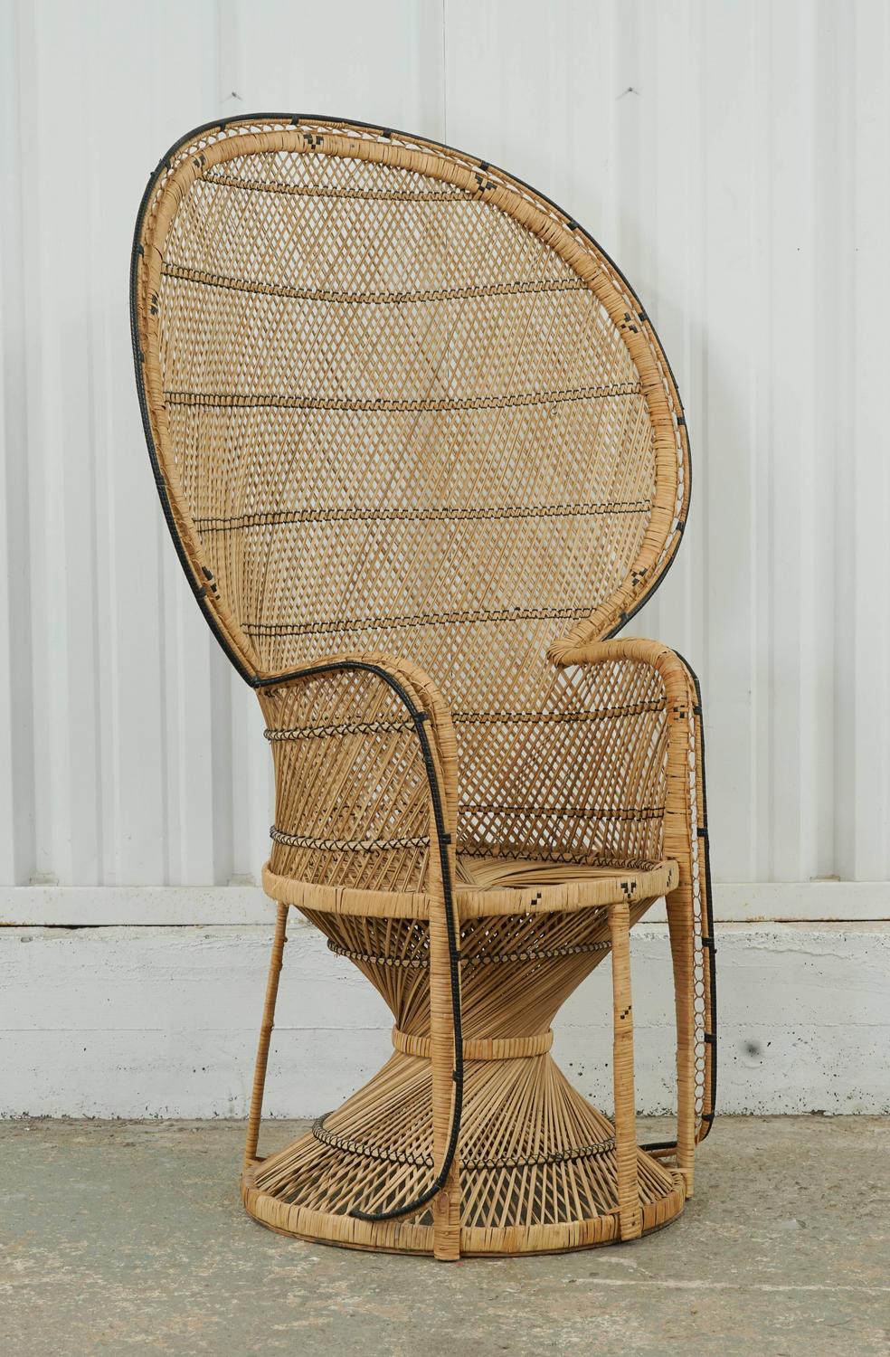 Vintage Peacock Chair with Black Trim For Sale at 1stdibs
