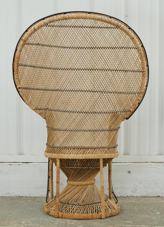 Vintage Peacock Chair with Black Trim at 1stDibs