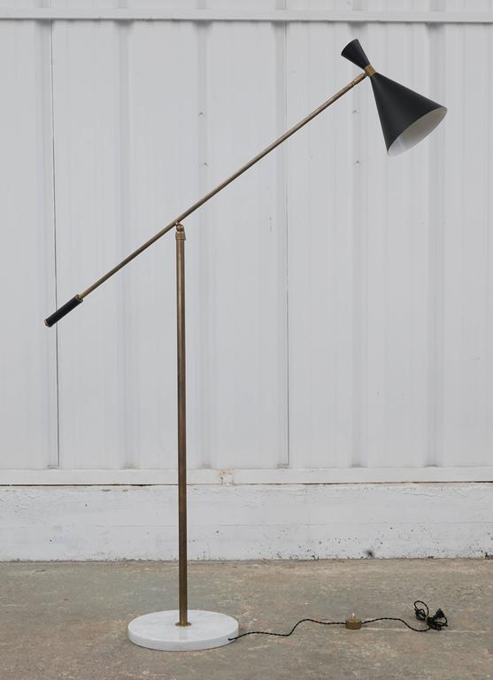 Vintage Italian Floor Lamp With Metal Shade And Marble Base At 1stdibs Mid Century Modern Vintage Italian Floor Lamp With Metal Shade And Marble Base For