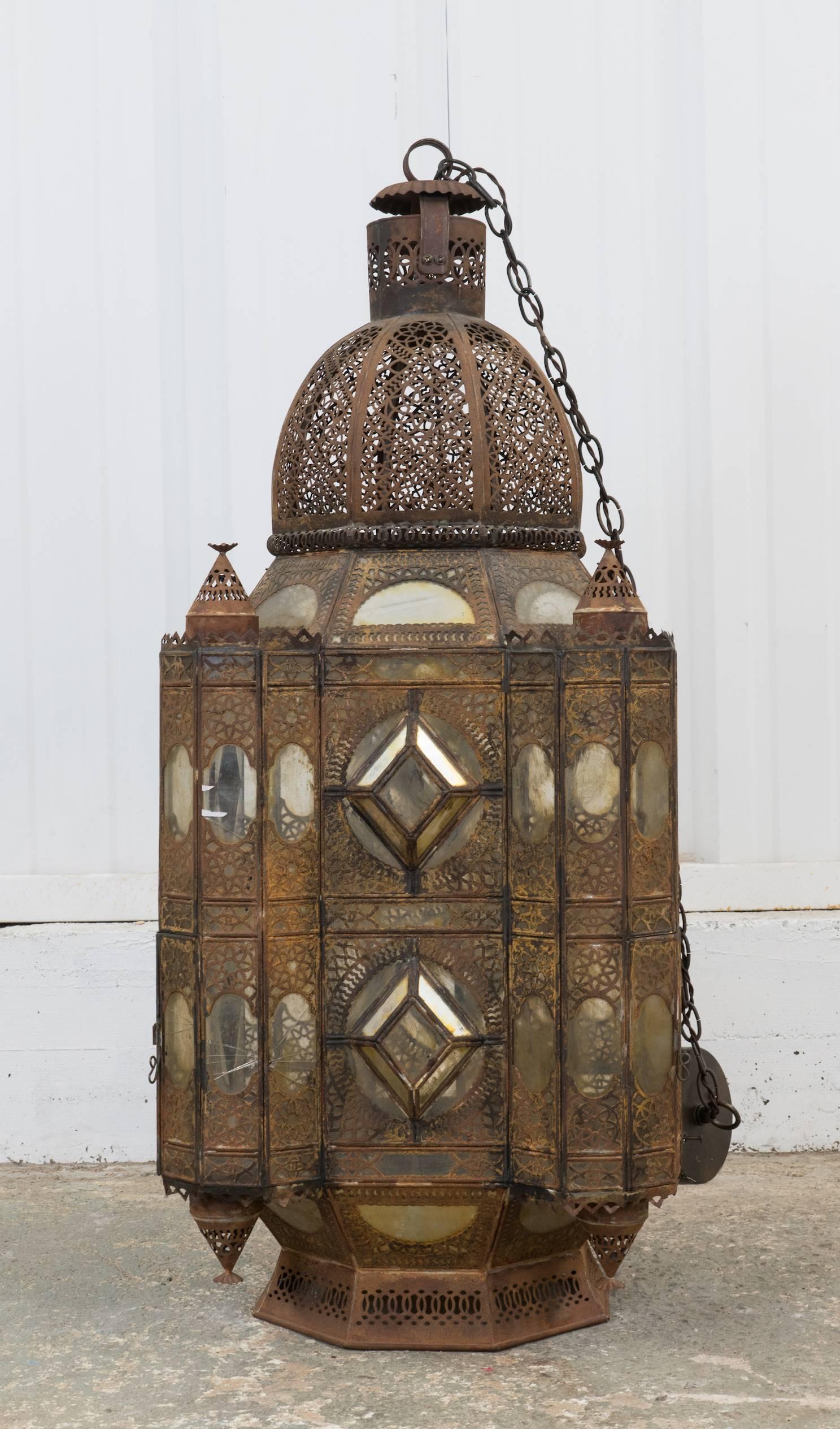 19th century Moroccan hanging lantern in fabulous condition.