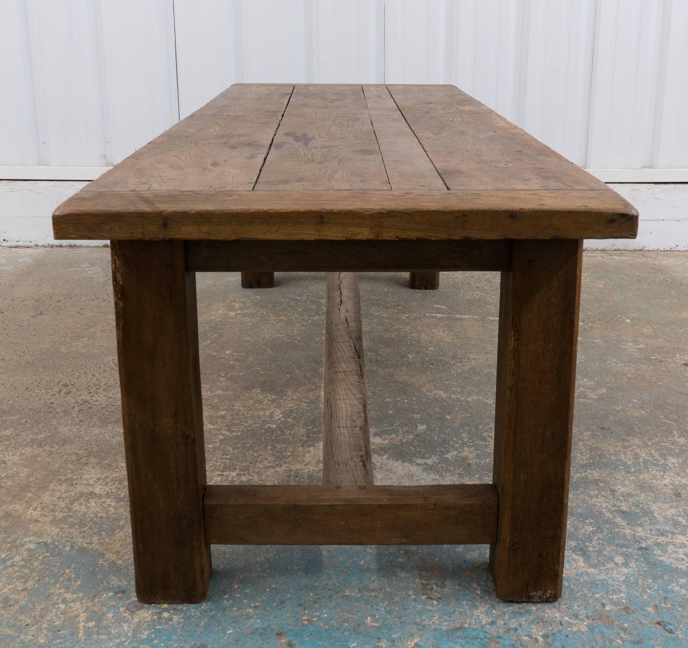 Original French, 1900 Oak Plank Dining Table In Excellent Condition In Los Angeles, CA