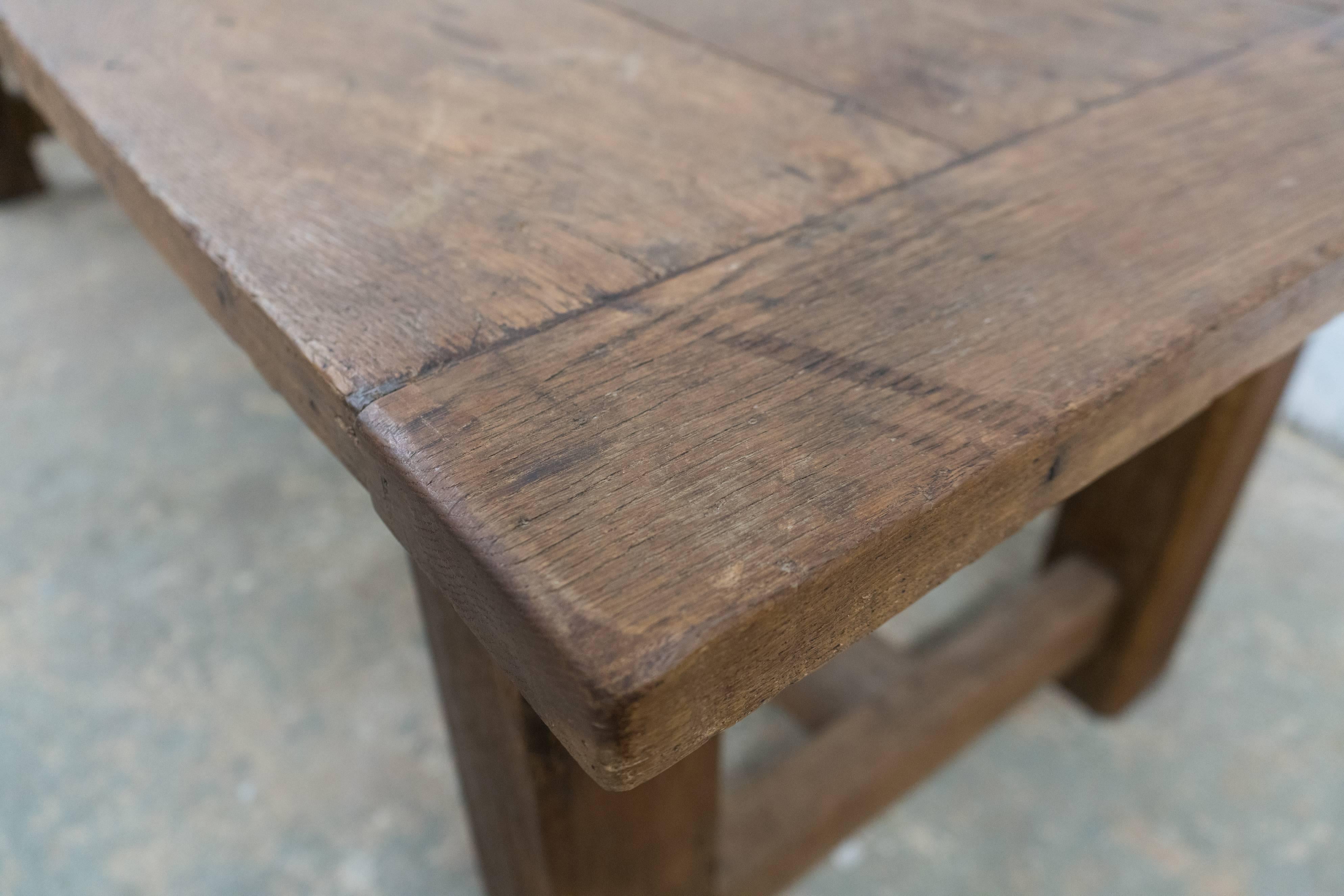 Original French, 1900 Oak Plank Dining Table 3
