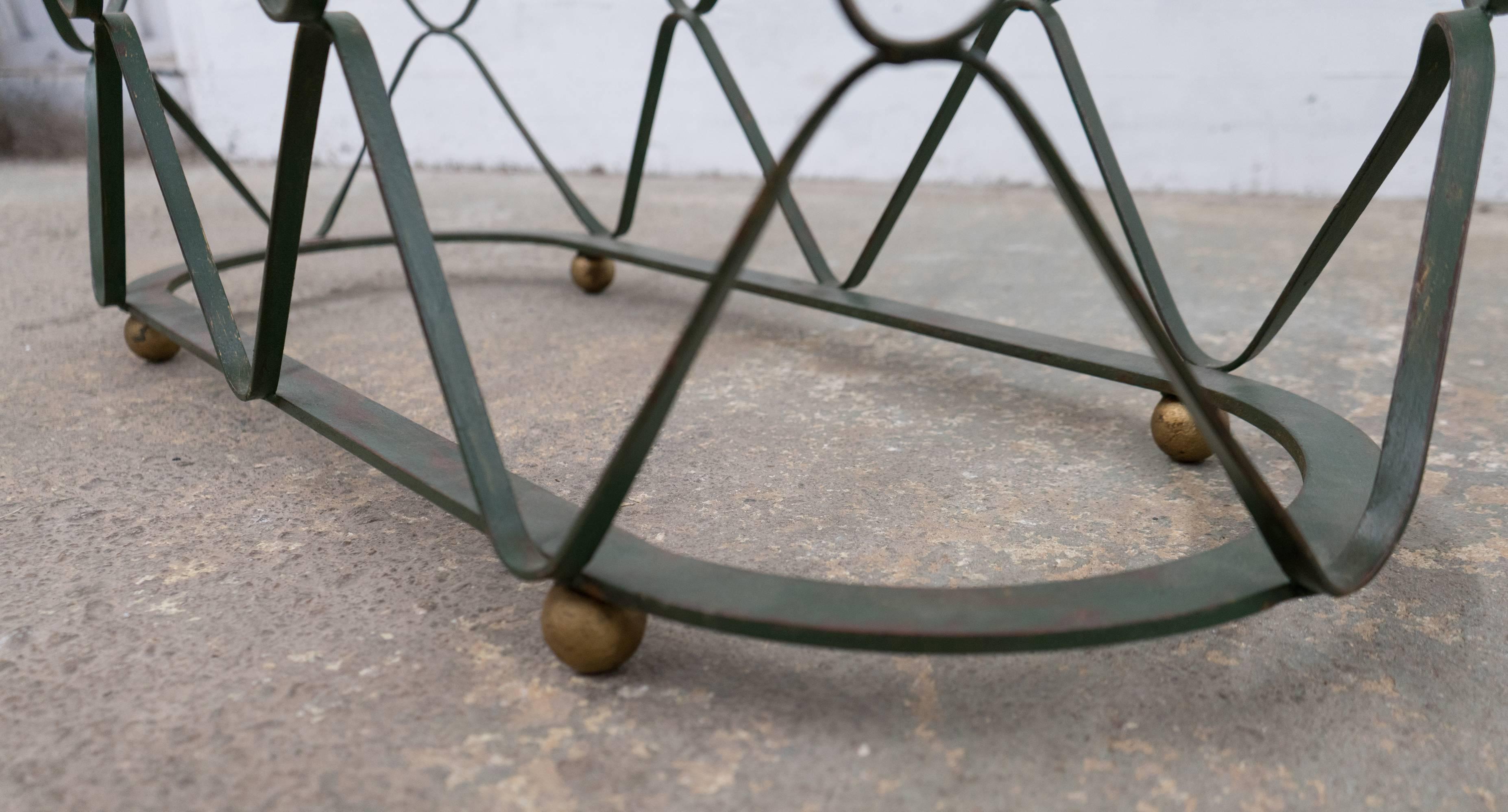 Mid-Century Modern French 1950s Pair of Iron and Glass Consoles