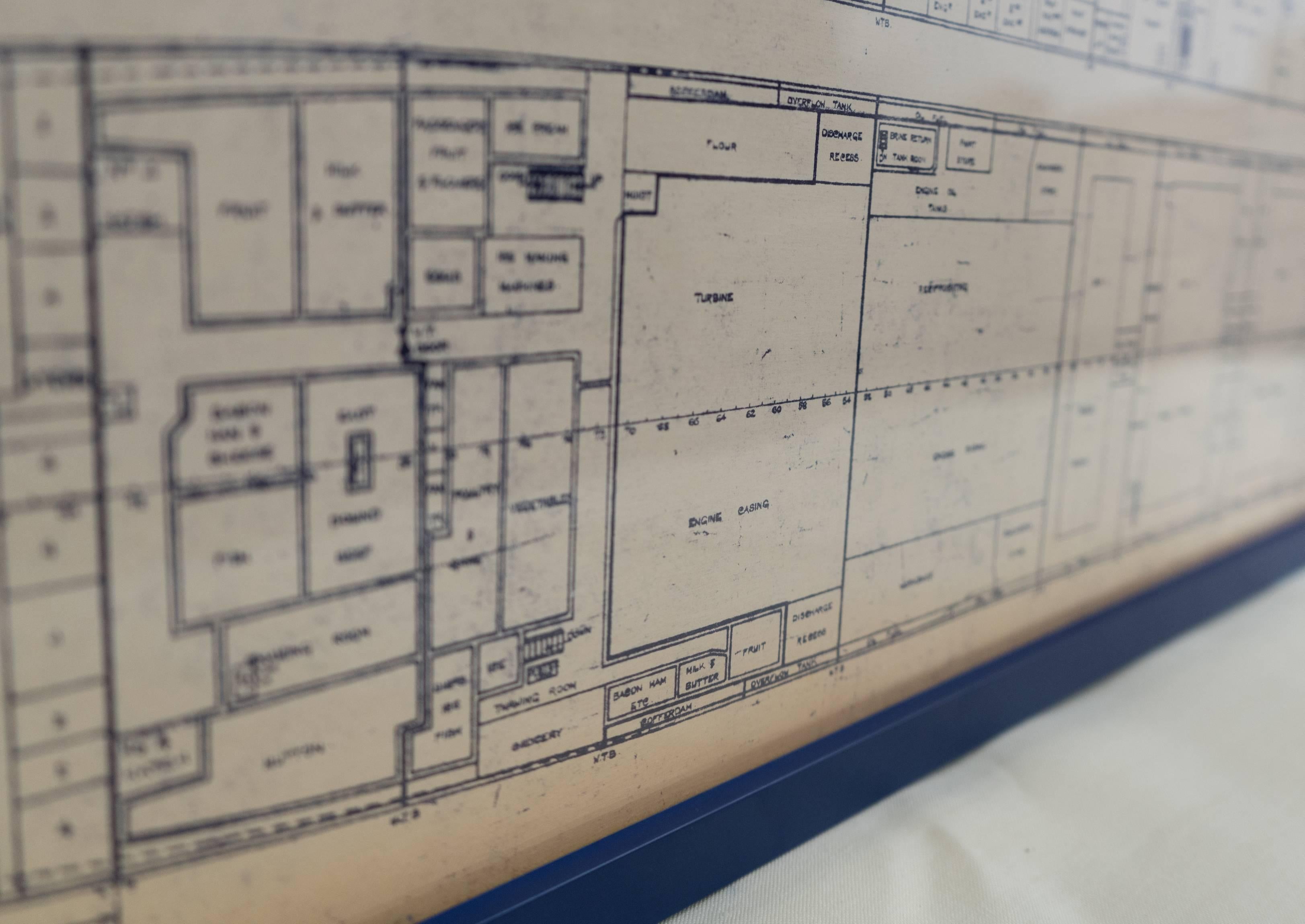 British Newly Framed S.S. Olympic Blueprint